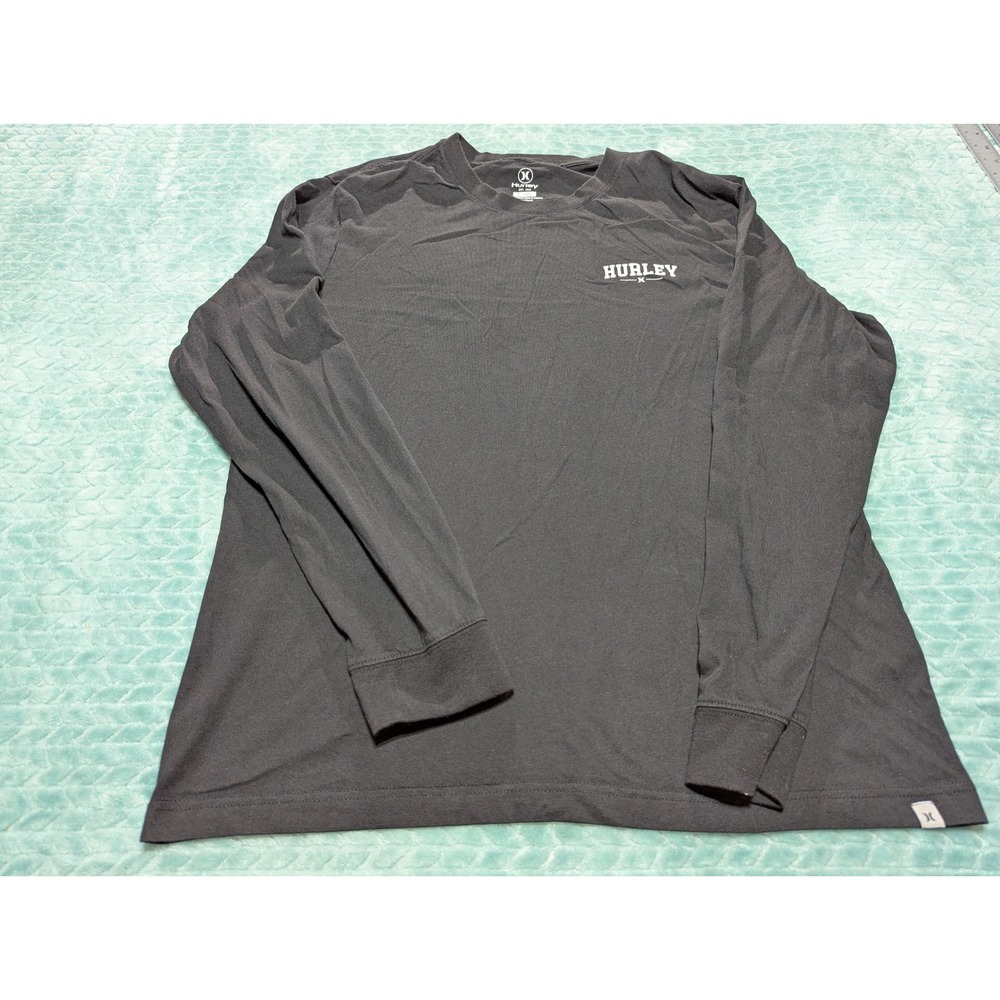 Hurley Mens Long Sleeve Graphic T-Shirt‎ Black Cotton Logo Size Large